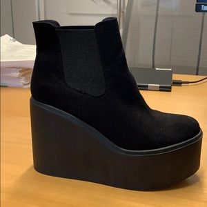 ASOS suede platform wedge booties